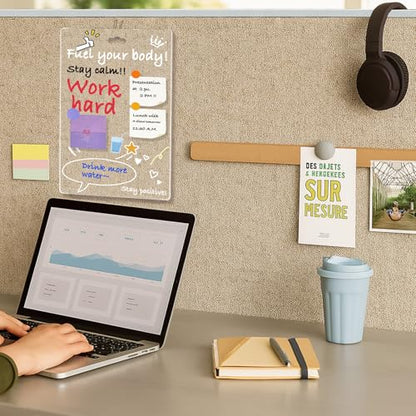 Fabric Wall Cubicle for Work Decor：Cubicle Decorations for Women Desk - Acrylic Office Supplies Sticky Note Board,Memo Board,Dry Erase Board - Office Wall Decorations