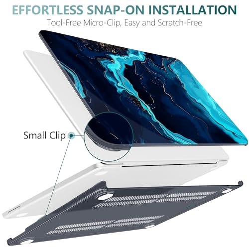 DONGKE Compatible with MacBook Neo 13 Inch Case 2026 A3404 A18 Pro chip & Touch ID, Plastic Hard Shell with Keyboard Cover, Screen Protector & Dust Plugs, Blue Marble - color: Blue Marble