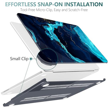 DONGKE Compatible with MacBook Neo 13 Inch Case 2026 A3404 A18 Pro chip & Touch ID, Plastic Hard Shell with Keyboard Cover, Screen Protector & Dust Plugs, Blue Marble - color: Blue Marble
