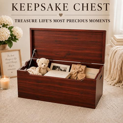 Hope Chest for Family Keepsake & Memory Storage, Fully Assembled, Mahogany - color: Keepsake Chest - Mahogany