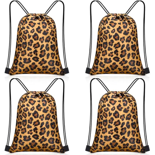 Yiyiring 16 Pcs Cheetah Drawstring Bags, Leopard Gift Drawstring bags cheetah party favors decor for Theme Birthday Party Supplies(Brown Leopard) - style: Brown Leopard