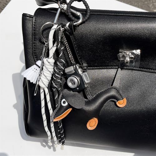 Designer Rope Bag Charms for Handbag Y2k Accessories Purse Charm Hanging Ornament Backpack Charm - color: Black Dog