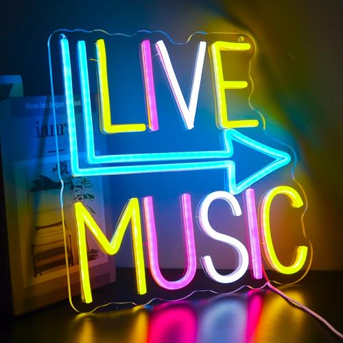 Live Music Neon Signs for Wall Decor，Led Neon Lightfor Live Room, Game Room, Broadcasting Room, Music Studio - style: live music001