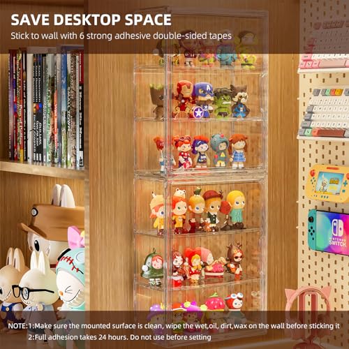 Clear 3 Tiers Acrylic Display Case for Figures Collectibles 1 Pack Wall Mounted Hobby Figurine Display Case with Shelves, Display Shelf Storage Box for Action Figures, Car Model - size: XL-1 Pack
