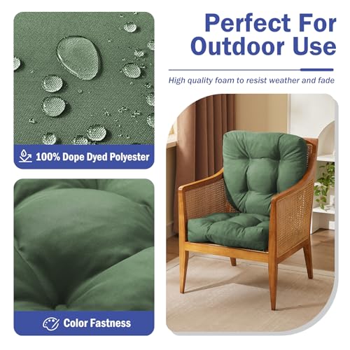 IPYNBAP Outdoor Chair Cushions Set of 2, Patio Chair Cushions with Ties, 17x17+4” Tufted Outdoor Seat Cushions, Waterproof Patio Furniture Cushions, Outdoor Dining Chair Pads, Forest Green - color: Forest Green, size: 17*17+4”/2pcs