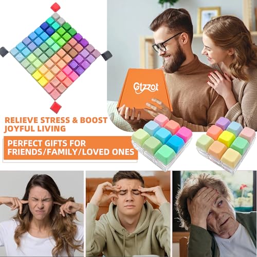 Mini Keyboard Fidget Toy — Stress Relief Clicker Keychain with 70 Colorful Removable Keycaps | Clicky Button Fidget for Adults, Calm Anxiety Office Travel School Home(2Pack-9in1)
