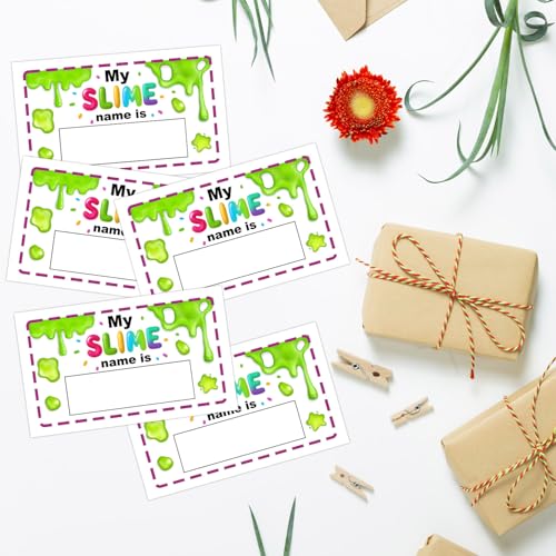 Birthday Party Activity Card Set, Fun Theme Party Decor with Name Sign and Decorative Stickers, Guest Interaction Table Decor for Adult Birthday Celebrations - style: Slimes