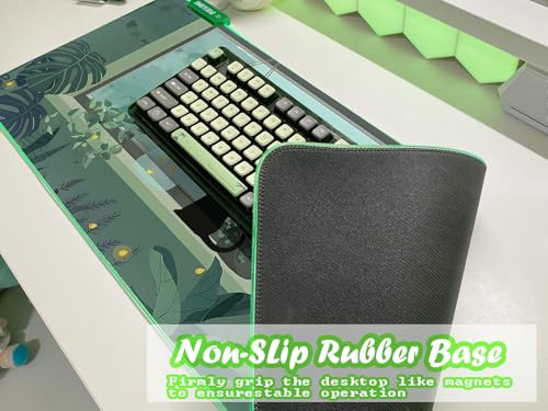 JMIYAV Black Kitten RGB Green Gaming Mouse Pad 31.5x12 Inch PC XL Large Glowing Led Light Up Desk Pad Non-Slip Rubber Base Computer Cute Mousepad Mat Desk Accessories Gaming Setup 31.5x12 Inch - color: G-black Kitten