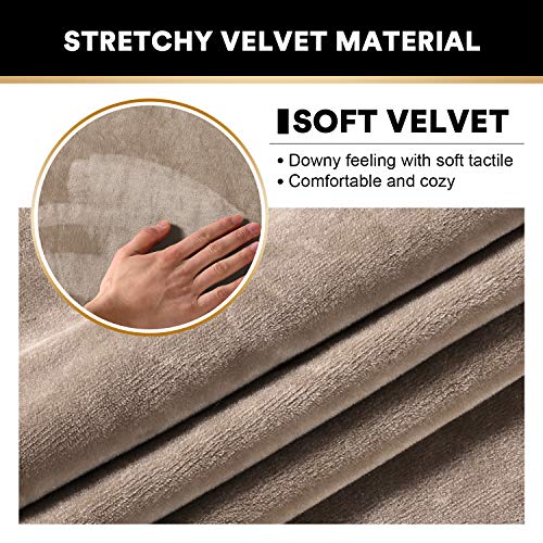 PrinceDeco 4 Pack Thick Velvet Stretch Armrest Covers for Chairs and Sofas Armchair Cover for Arms Couch Arm Covers Armrest Cover for Sofa Non Slip, Taupe - color: Taupe