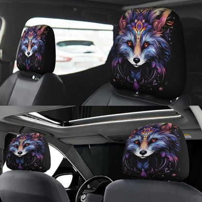 Dujiea 2 Pack Bohemian Mandala Fox Car Headrest Covers, Universal Soft Car Seat Head Rest Cover Protector, Vehicle Accessories Fabric Headrest Cover for Cars Vans Trucks - color: Bohemian Mandala Fox