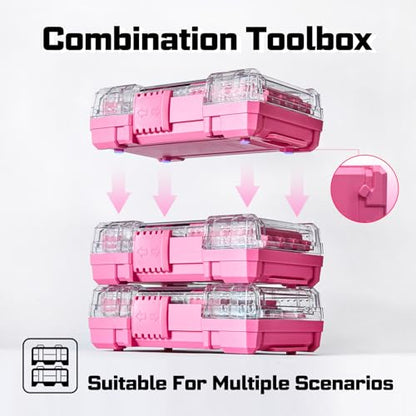 Geinxurn 48Pieces Impact Screwdriver Bits Set, Magnetic S2 Steel Phillips/Slotted/Square/Torx Insert Power Bits Tips, Impact Bit Holder with Pink Storage Box Case - style: STKB048-PK