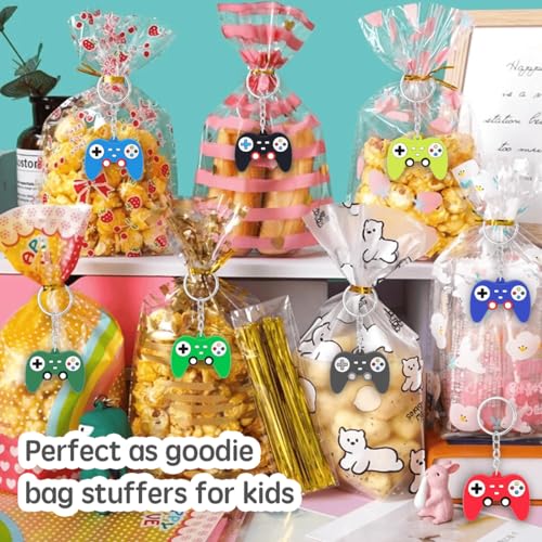 EAEDMY 24PCS Video Game Party Favors, Mini Game Controller Keychains, Goodie Bags Keychain, Game Controller Theme Gift for Child Birthday Party, 8 Colors (24pcs) - color: 24pcs