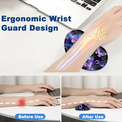 Large Mouse Pad + Keyboard Wrist Rest Set, Extended Gaming Mousepad (31.5X11.8 inch) with Non-Slip Rubber, Ergonomics Memory Foam Mouse Wrist Rest Support, Fantastic Butterfly Black XXL Desk Pad - color: Yu-Mouse Pad-3-B36