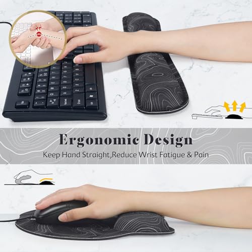 Gimars Upgrade 3 in 1 Enlarge Superfine Smooth Gel Ergonomic Mouse Pad Wrist Support and Keyboard Wrist Rest for Computer, Laptop, Mac, Gaming and Office, Durable, Comfortable and Pain Relief, Map - color: Map