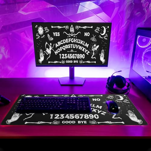 Mysterious Spirit Goth Gaming Mouse Pad 27.6x11.8 Inch Large Desk Mat Black Extended Pads Big Mousepad Non-Slip Rubber Base Keyboard Mat with Stitched Edges for Gaming Laptop Computer PC Desktop - color: Mysterious Spirit Goth