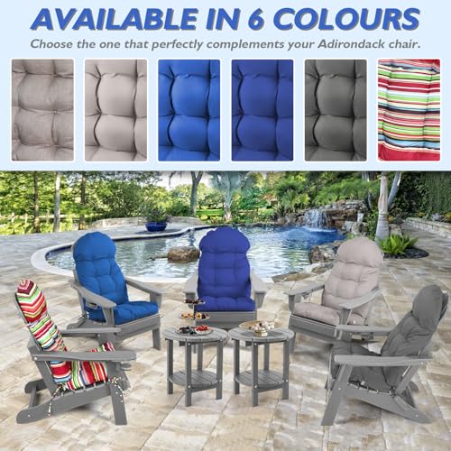 Outdoor High Back Chair Cushion,Water Resistant Tufted Adirondack Rocking Chair Cushion with Ties,Replacement Seat Cushion for Patio Furniture, 44''L x 19''W x 4''H - color: Dark Blue, size: Set of 1