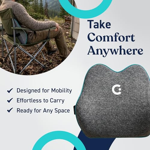 Cubii Cushii V2 Back Support Cushion for Back and Lower Back Pain Relief Universal Fit for Desk, Office, Kitchen Chairs, Couch Cushions with Advanced Lumbar Support - size: 17 Inches