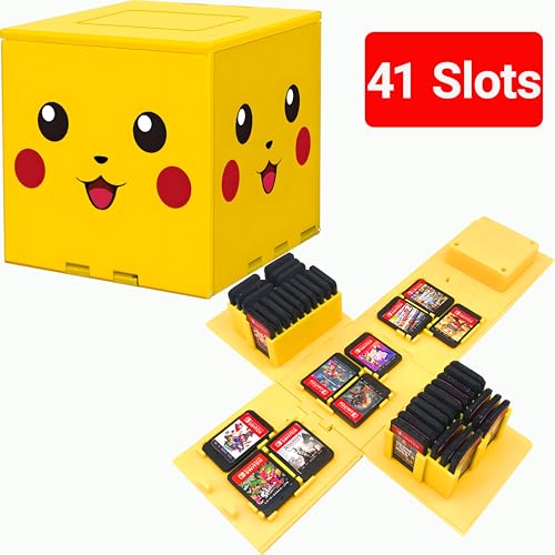 QUBAMG Switch 2 Game Case Compatible with Nintendo Switch 2 & Switch & Oled & Lite Cartridges, 41 Slots Foldable Switch Game Holder Portable Cute Game Card Storage Box Cube, Retro Gift Yellow - color: Yellow Smile
