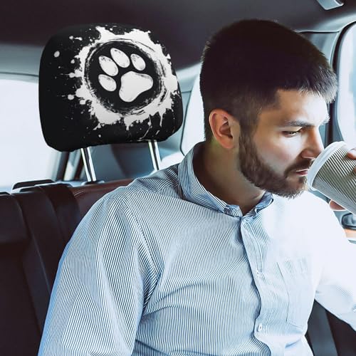 Dujiea 2 Pack Dog Paw Car Headrest Covers, Universal Soft Car Seat Head Rest Cover Protector, Vehicle Accessories Fabric Headrest Cover for Cars Vans Trucks - color: Dog Paw