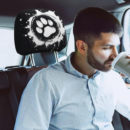 Dujiea 2 Pack Dog Paw Car Headrest Covers, Universal Soft Car Seat Head Rest Cover Protector, Vehicle Accessories Fabric Headrest Cover for Cars Vans Trucks - color: Dog Paw