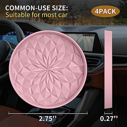 ME.FAN Car Coasters for Cup Holders [4 Pack] - 2.75In Silicone Auto Mug Mats - Universal Non-Slip Recessed Car Interior AccessoriesDusty Rose - color: 4 Pack-dusty Rose