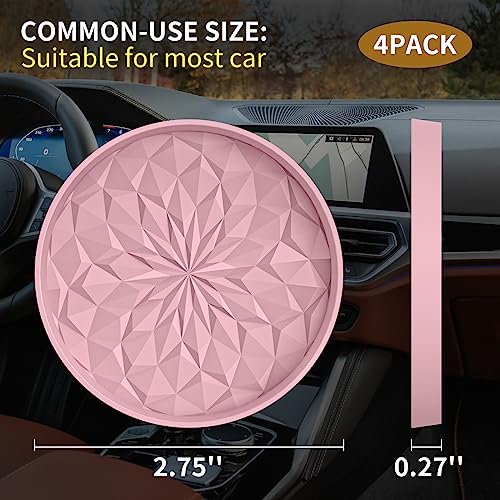 ME.FAN Car Coasters for Cup Holders [4 Pack] - 2.75In Silicone Auto Mug Mats - Universal Non-Slip Recessed Car Interior AccessoriesDusty Rose - color: 4 Pack-dusty Rose