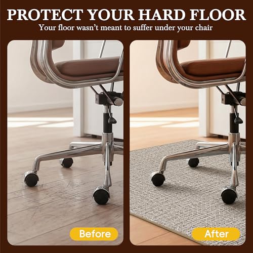 Aothia Textilene Chair Mat for Hardwood Floors - Heavy Duty Non-Slip Desk Floor Protector, Durable PVC & Polyester Blend, Easy to Clean, Ideal for Home Office (36"x47", Brown Beige) - color: Brown Beige