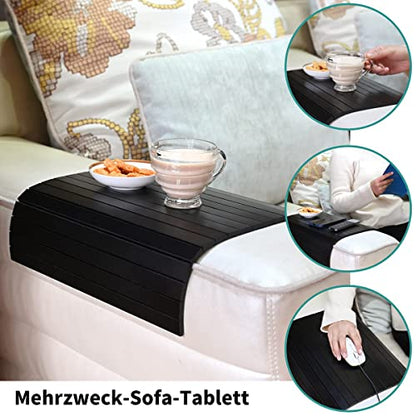 GEHE Sofa Arm Tray Table - Flexible/Foldable Couch Arm Table Perfect for Drink & Snacks (16.5" L x 13.25" W x 0.4" H, Black) - color: Black