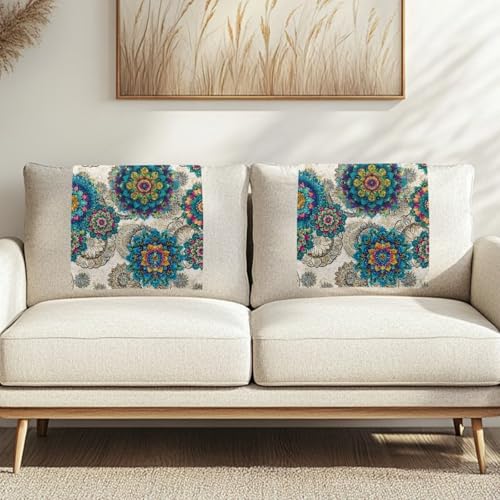 Boho Mandala Floral Print Recliner Headrest Protectors, Anti-Wear Sofa Headrest Protective Cover for Furniture Slipcovers Headrest Cover for Sofa Furniture Chair Theater Seat - color: Boho Mandala Floral
