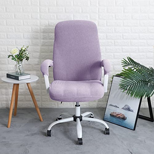 FORCHEER Office Chair Cover Water Repellent Jacquard Armrest Swivel Chair Slipcovers Removable Stretch Universal Computer Chair Cover L with Chair Arm Cover 2P-Purple - color: Purple, size: Large+Chair-Arm Cover