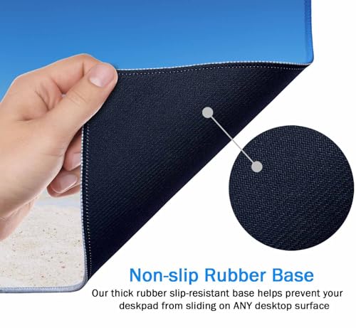 Gaming Mouse Pad, XXL Extended Computer Keyboard Long Mouse Mat, Large Desk Pad for Office Laptop, Non-Slip Rubber Base with Stitched Edge Mousepad, 31.5X15.7 inch Tropical Palm Sea and Beach - color: Tropical Palm Sea and Beach, size: 31.5L x 15.7W inche