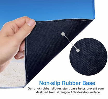 Gaming Mouse Pad, XXL Extended Computer Keyboard Long Mouse Mat, Large Desk Pad for Office Laptop, Non-Slip Rubber Base with Stitched Edge Mousepad, 31.5X15.7 inch Tropical Palm Sea and Beach - color: Tropical Palm Sea and Beach, size: 31.5L x 15.7W inche