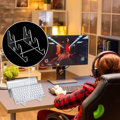Taiyin Acrylic Keyboard Display Stand Holder Mechanical Computer Stand Shelf for Desk Transparent Acrylic 3 Tier Keyboards Storage Holder Tray for Computer Tablet Picture Frame