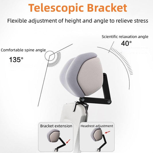 Upgraded Version Memory Foam Headrest Attachment for Office Chair, Attachable Chair Head Rest, Desk Chair Neck Support, Elastic Sponge Head Pillow Adjustable Height and Angle (Upgraded Version(Gray)) - color: Gray