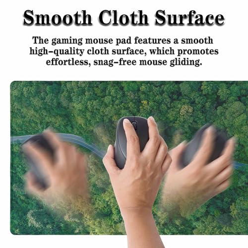 Greenery and Road Large Gaming Mouse Pad Lush Green Forests Natural Tree Long Mousepad Keyboard Mat for Desk,Office,Home 35.4"X15.7" - color: Greenery and road