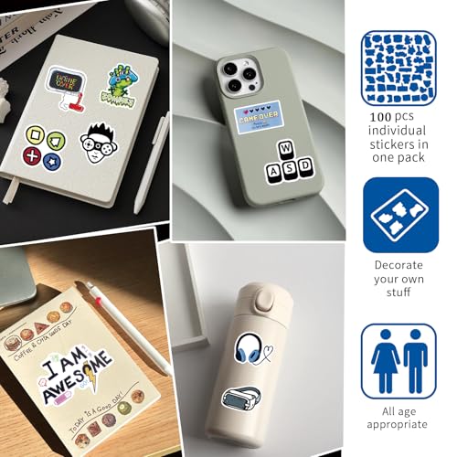100PCS Video Games Stickers, Vinyl Waterproof Games Decals Pack for Water Bottle, Helmet,Journaling, Laptop, Phone,and Scrapbooking - color: Video Games Stickers