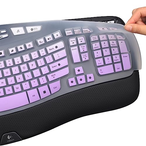 Keyboard Cover for Logitech K350 Wireless Wave Keyboard,& MK570 MK550 Wireless, Logitech K350 MK550 MK570 Keyboard Accessories Protective Skin-Rainbow-OmbrePurple - color: OmbrePurple