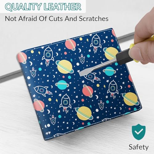 Wallet for Boys Leather Space Universe Wallets Credit Id Card Cash Holder Black Rfid Blocking Zipper Cute Cool Funny Aesthetic Wallets With Coin Pocket Id Window Teen Wallets for Boys Teenager Wallet - color: space-2