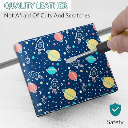 Wallet for Boys Leather Space Universe Wallets Credit Id Card Cash Holder Black Rfid Blocking Zipper Cute Cool Funny Aesthetic Wallets With Coin Pocket Id Window Teen Wallets for Boys Teenager Wallet - color: space-2