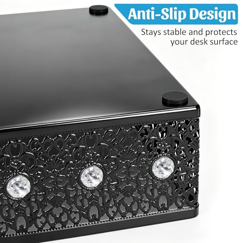Desk Tray Organizer Mesh File Basket, Office Drawer Metal Trays Organizing Storage Box, Desktop Paper/Letter Tray for Office Home Makeup & Vanity, Black, Pattern 2# - style: Pattern 2#