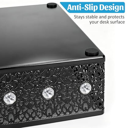 Desk Tray Organizer Mesh File Basket, Office Drawer Metal Trays Organizing Storage Box, Desktop Paper/Letter Tray for Office Home Makeup & Vanity, Black, Pattern 2# - style: Pattern 2#