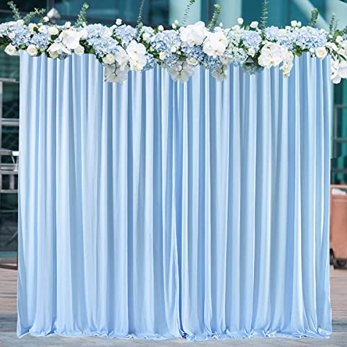 AK TRADING CO. 10 feet x 8 feet IFR Polyester Backdrop Drapes Curtains Panels with Rod Pockets - Wedding Ceremony Party Home Window Decorations - Light Blue - color: Light Blue