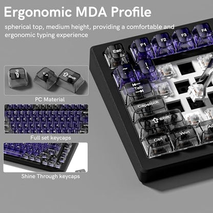 dagaladoo Clear keycaps,Transparent Keyboard keycaps,Jelly Key caps Set,Shine Through keycap,MDA Profile Keyboard caps for Mx Switches Mechanical Keyboard (Purple and Grey) - color: Purple and Grey