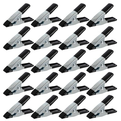 20 Pcs Small Spring Clamps, 2 Inch Small Clamps Heavy Duty Metal Stainless Steel Mini Clips with Rubber Coated Handle for Crafts Woodworking Photography Backdrop Greenhouse DIY Projects (Black)