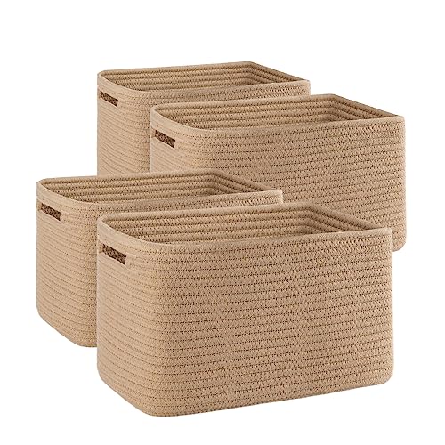 4 Pack Storage Baskets for Organizing, Woven Baskets for Shelves - Perfect for Toys, Books, Towels, and Clothes, Durable Gift Basket Bins Toy Storage, 12.7''L x9''W x7.8''H, Jute - color: Jute, size: Small/12.7''Lx9''Wx7.8''H