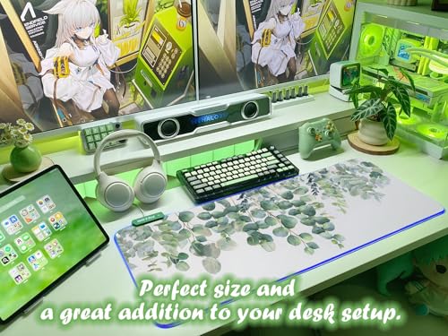 JMIYAV RGB Gaming Mouse Pad PC XL Large Extended Glowing Led Light Up Desk Pad Non-Slip Rubber Base Computer Mouse Pad Cute Mousepad Mat Spring Willow - color: G-spring Willow