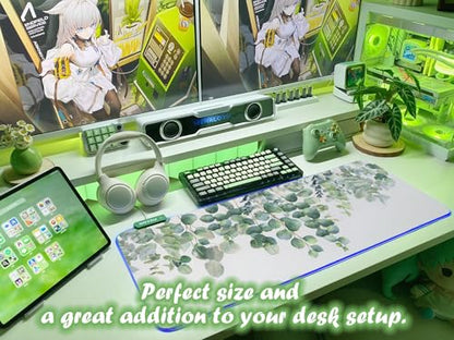 JMIYAV RGB Gaming Mouse Pad PC XL Large Extended Glowing Led Light Up Desk Pad Non-Slip Rubber Base Computer Mouse Pad Cute Mousepad Mat Spring Willow - color: G-spring Willow