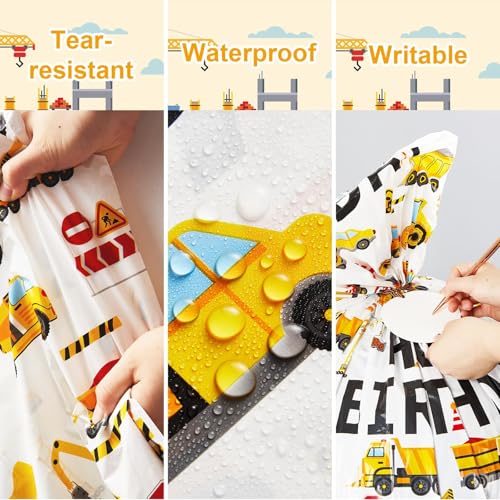 gisgfim Extra Large Construction Birthday Gift Bag Printed Children's Engineering Vehicles Excavator Goodie Bag 37x56 Inch Jumbo Gift Bags for Boys Kids Birthday Party Baby Shower Decoration Supplies - style: Construction