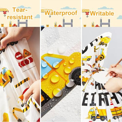 gisgfim Extra Large Construction Birthday Gift Bag Printed Children's Engineering Vehicles Excavator Goodie Bag 37x56 Inch Jumbo Gift Bags for Boys Kids Birthday Party Baby Shower Decoration Supplies - style: Construction