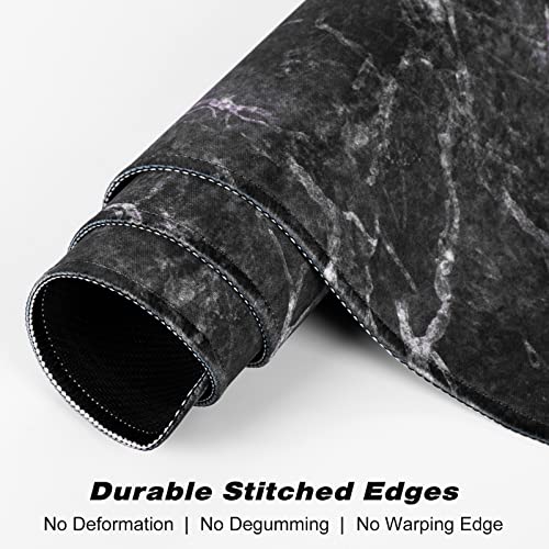 Extended Gaming Mouse Pad, XXL Large Mouse Mat 30 x 14 Inch, Big Computer Keyboard Mousepad, Waterproof Desk Pad with Stitched Edges and Non-Slip Base for Office Gaming, Black Cracked Marble - color: Black Cracked Marble